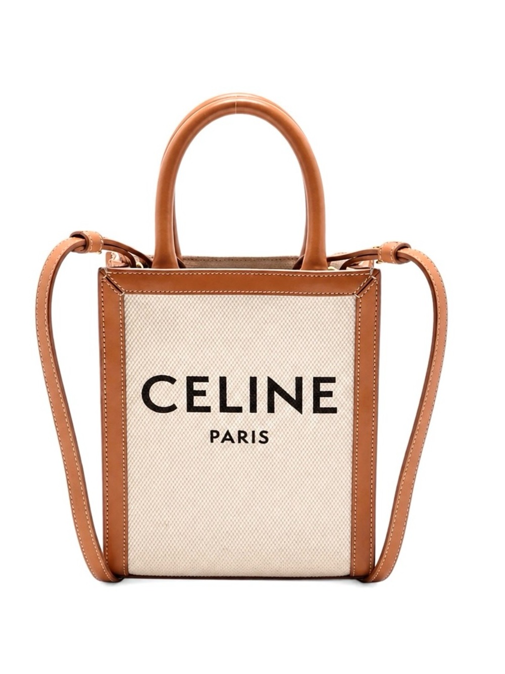 Celine Canvas Calfskin Mini Vertical Cabas Natural Tan (MSRP OVER $1500)